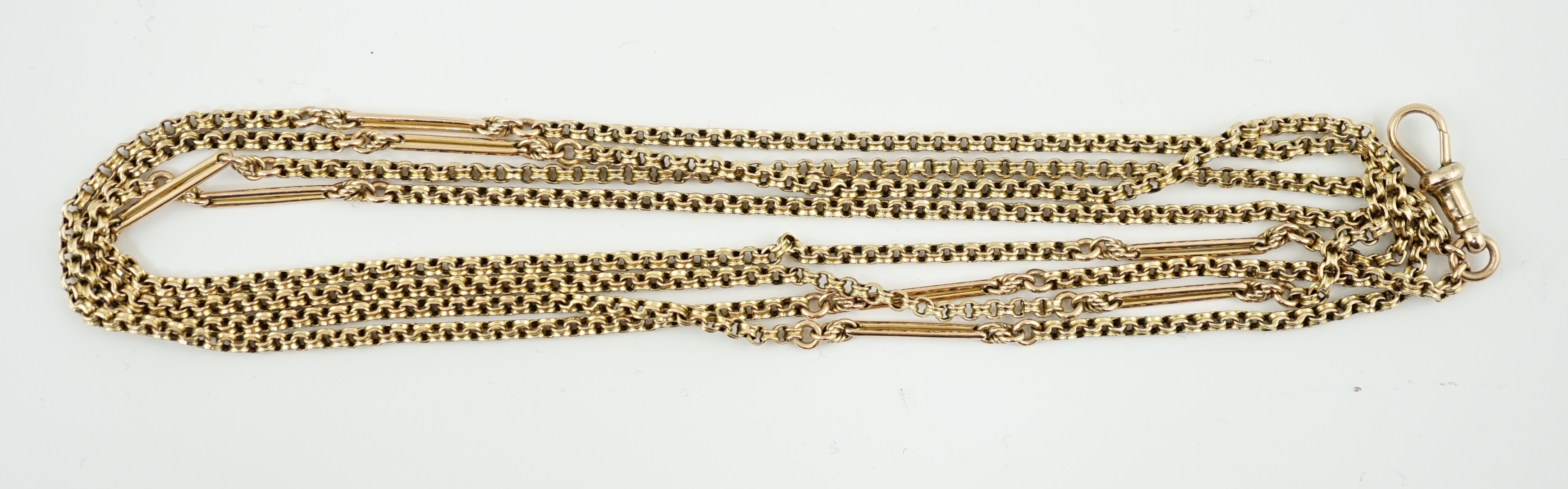 A 9ct gold guard chain